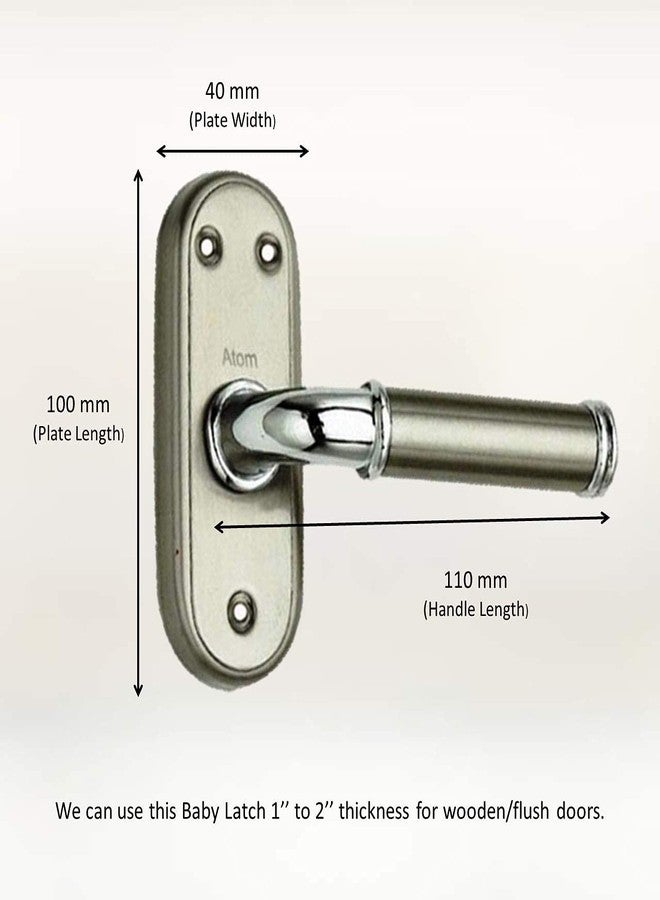 Atom Stainless Steel Bathroom Door Lock | Mortise Door Handle with Baby Latch Lock | Silver Satin Finish | Keyless | Bathroom Lockset for Door | Balcony Toilet Washroom, Flora-Bl - Image 3